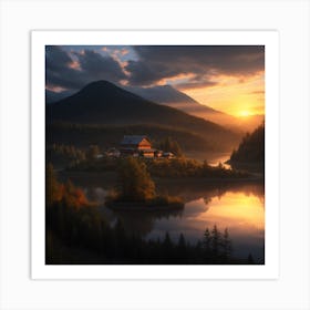 Sunrise Over Lake Art Print