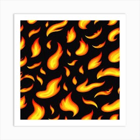 Flames On Black Background 24 Art Print