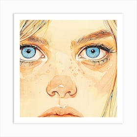 Girl With Blue Eyes Art Print