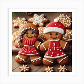 Gingerbread Couple cookies Art Print