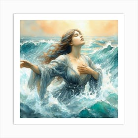 Mermaid In The Ocean Art Print