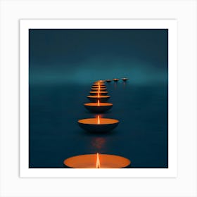 Lit Candles In The Water Art Print