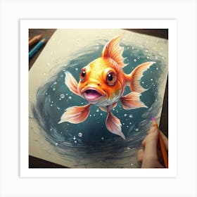 Goldfish Drawing 2 Art Print