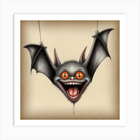 Bat On String Art Print