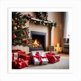 Christmas Tree With Presents 12 Art Print