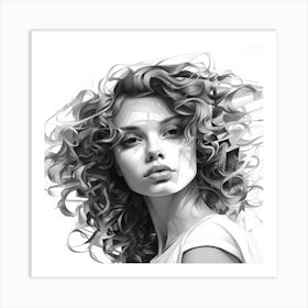 Portrait Of A Woman With Curly Hair 5 Art Print