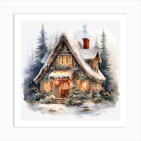 Christmas House In The Woods 2 Art Print