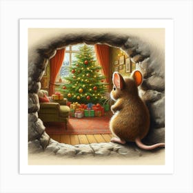 Christmas Mouse Art Print