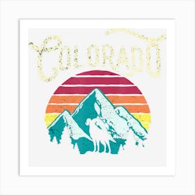 Retro Colorado Co Mountains Wildlife Bighorn Sheep Art Print