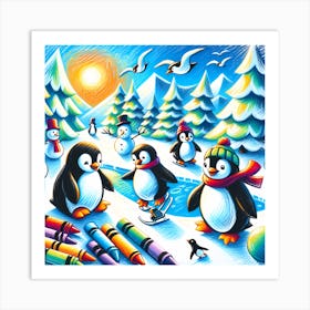 Super Kids Creativity:Penguins In The Snow Art Print