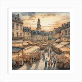 Market Square At Sunset art Art Print