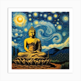 Starry Night Buddha 1 Art Print