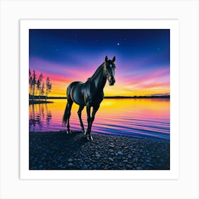 Sunset Horse 75 Art Print