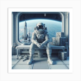 Astronaut Sitting In Space 1 Art Print