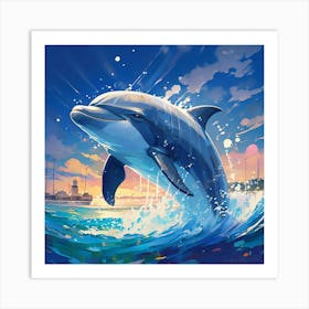 Dolphin Jumping In The Ocean Art Print