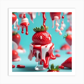 Strawberry Dripping Art Print