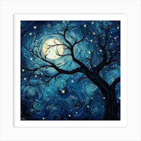 Starry Night Tree 2 Art Print