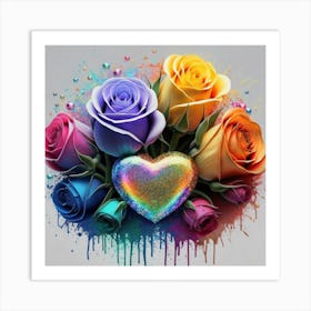 Painting roses in watercolor in 3D in high resolution 1 Art Print