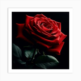 Red Rose On Black Background 2 Art Print