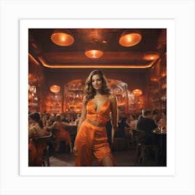 Woman In An Orange Dress 4 Art Print