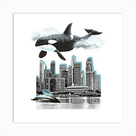 City Of Whales Sticker Art Print