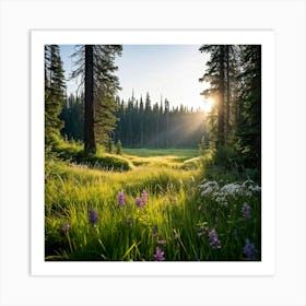 Sunrise In The Forest 1 Art Print