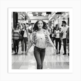 Girl In Shopping Mall Art Print