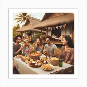 Group Of Friends Having A Party Art Print