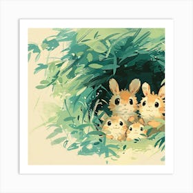 Rabbits In A Nest Art Print