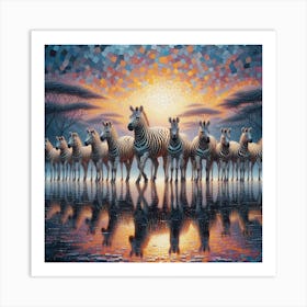 Herd of zebras 2 Art Print