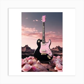 Rhapsody in Pink and Black Guitar Wall Art Collection 18 Art Print