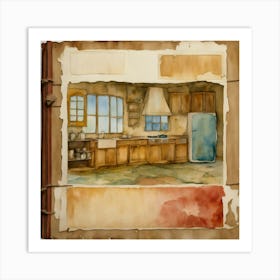 Watercolor Of A Kitchen 3 Art Print