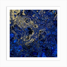 Blue And Gold Abstract Painting 7 Art Print