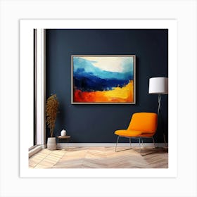 Mock Up Canvas Framed Art Gallery Wall Mounted Textured Print Abstract Landscape Portrait (1) Art Print