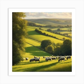 Sheep In The Meadow Art Print