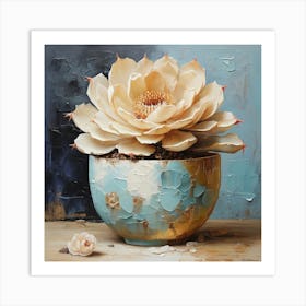 Blooming cactus in a cup 3 Art Print