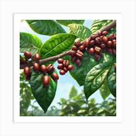 Coffee Tree With Coffee Beans Art Print