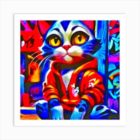 Graffiti Cat Art Print