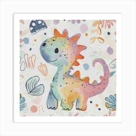 Cute Muted Pastels Ankylosaurus Dinosaur 1 Art Print