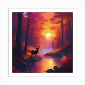 Deer In The Forest 8 Art Print