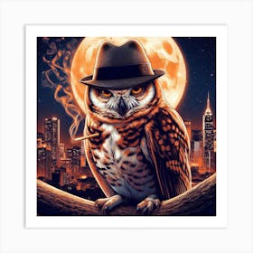 Owl In Hat 4 Art Print