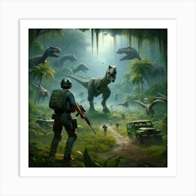 Dinosaurs In The Jungle pubg 1 Art Print