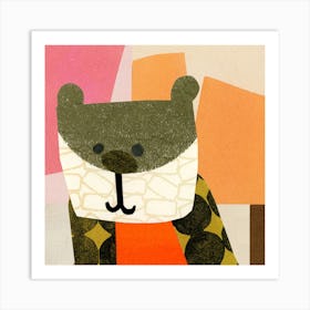 Bear with squares Art Print