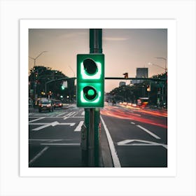 Traffic Light At Dusk Art Print