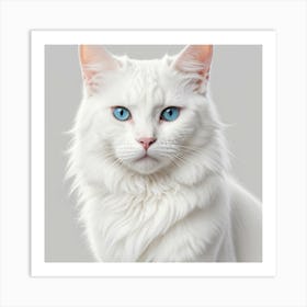 White Cat With Blue Eyes Art Print