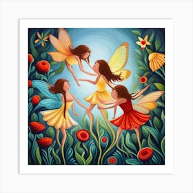 Playful Fairies Art Print