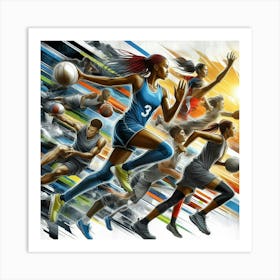 Sports Players In Action Art Print