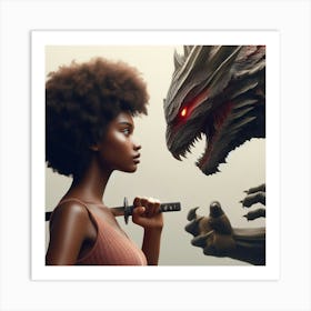 Woman And A Demon Art Print