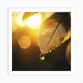 Water Drop On A Leaf Art Print