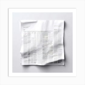 Newspaper On A White Surface Art Print